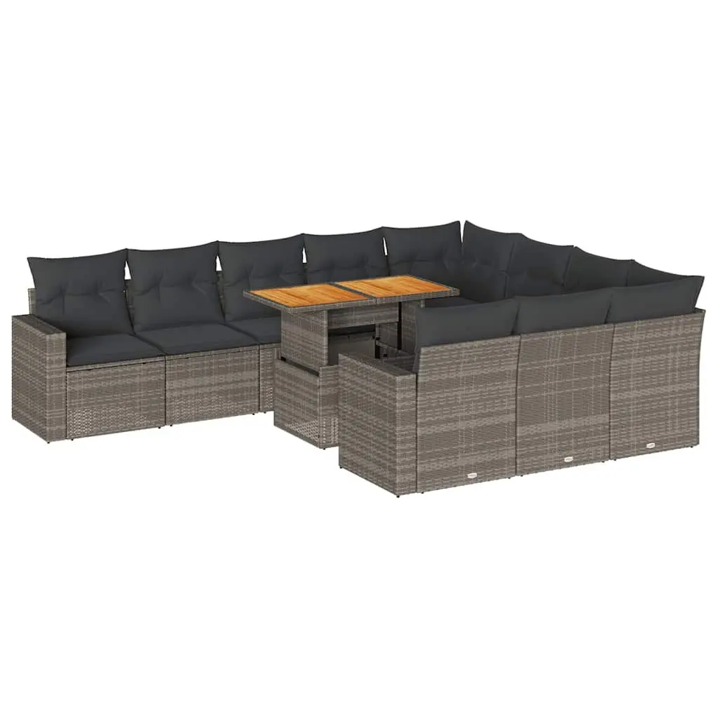 Garden Sofa Set 11 Piece Outdoor Furniture Grey Poly Rattan Patio Lounge Seating