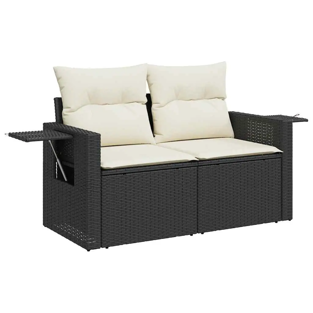 Garden Sofa Set 5 Piece Outdoor Furniture Black Poly Rattan Modular Patio