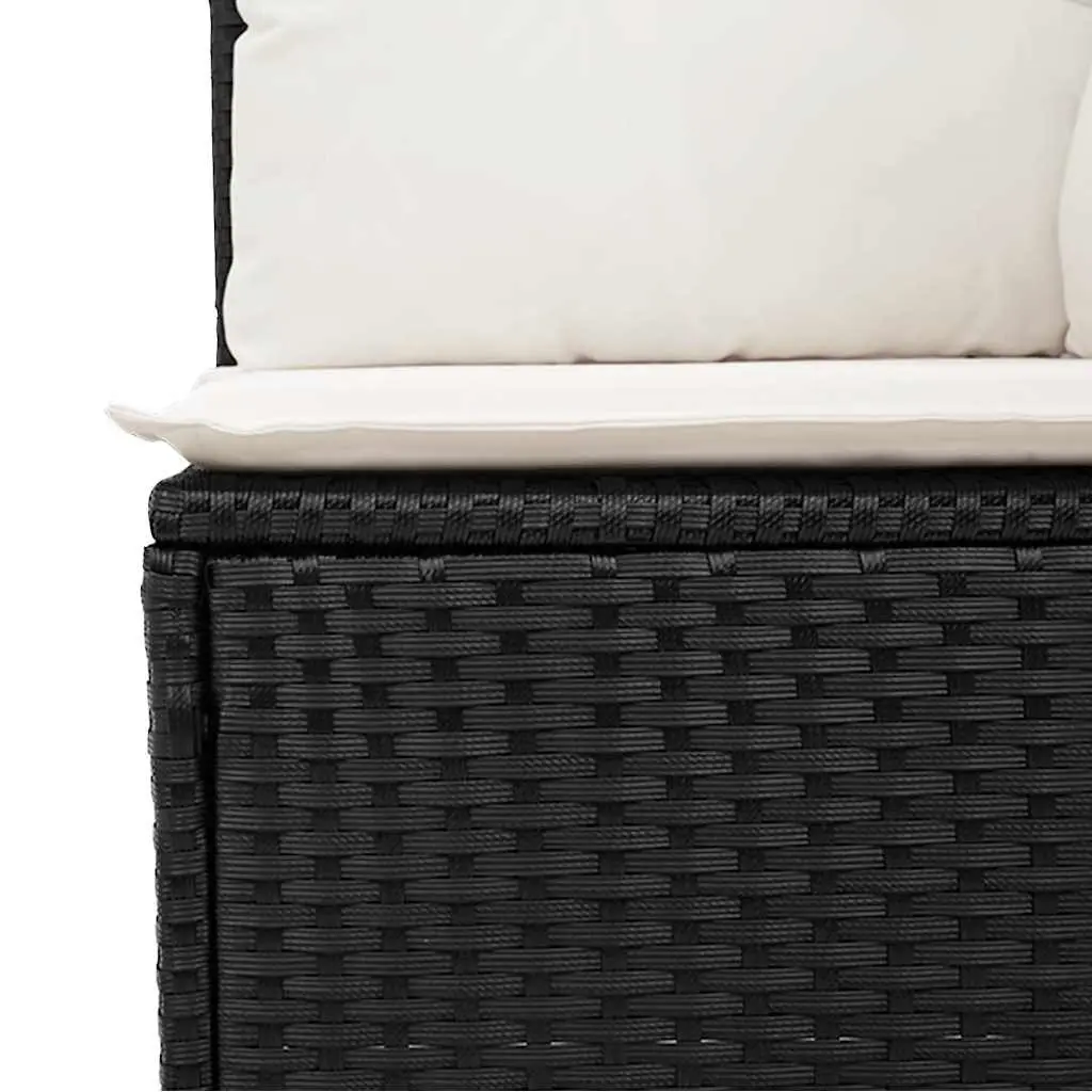 Garden Sofa Set 5 Piece Outdoor Furniture Black Poly Rattan Modular Patio