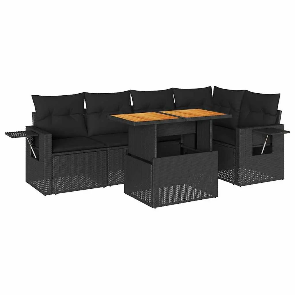Garden Sofa Set 6 Piece Outdoor Furniture Patio Lounge Black Poly Rattan Modular