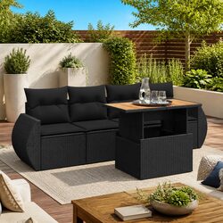 Friendly 5-Piece Outdoor Sofa Set - Black Poly Rattan