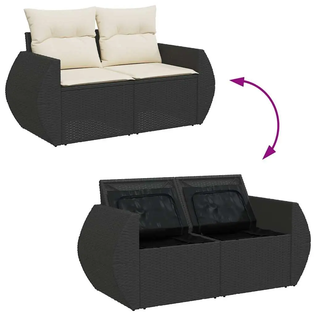 Garden Sofa Set 5 Piece Outdoor Furniture Patio Lounge Black Poly Rattan Modular