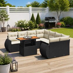 Garden Sofa Set 9 Piece Outdoor Furniture Patio Lounge with Cushions Storage