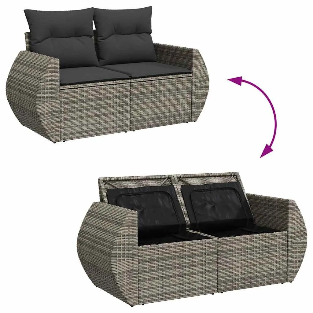 Garden Sofa Set 6 Piece Outdoor Furniture Grey Poly Rattan Patio Lounge with