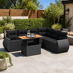 Casual 7-Piece Black Garden Sofa Set for Outdoor Fun