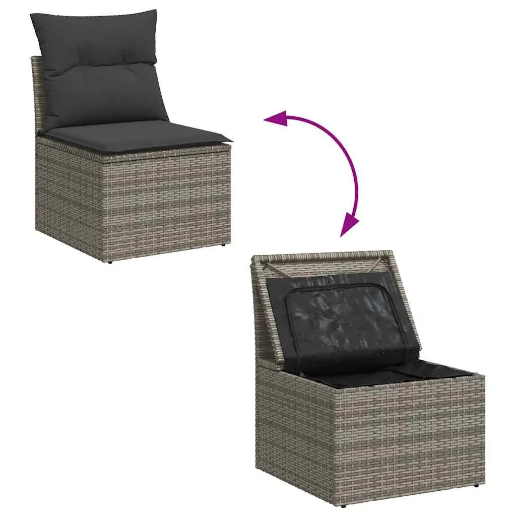 Garden Sofa Set 9 Piece Outdoor Furniture Grey Poly Rattan Modular Patio Seating