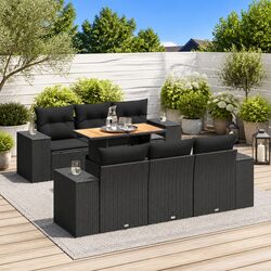Friendly 7-Piece Black Outdoor Rattan Sofa Set