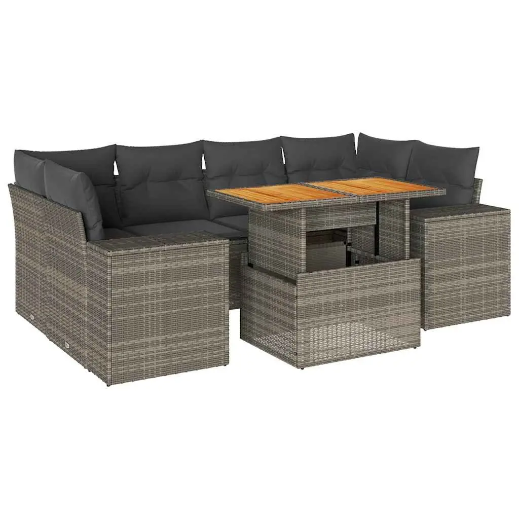 Garden Sofa Set Modular Grey 7 Piece PE Rattan Outdoor Furniture