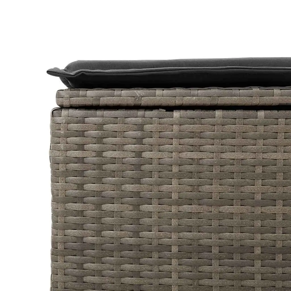 8 Piece Modular Outdoor Furniture Set Grey PE Rattan Garden Sofa with Adjustable Table and Storage Function