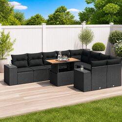 Your New 10-Piece Black Poly Rattan Sofa Set Awaits