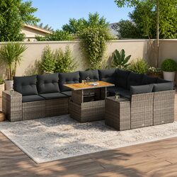 Friendly Garden Sofa Set 10 Pieces with Grey Cushions