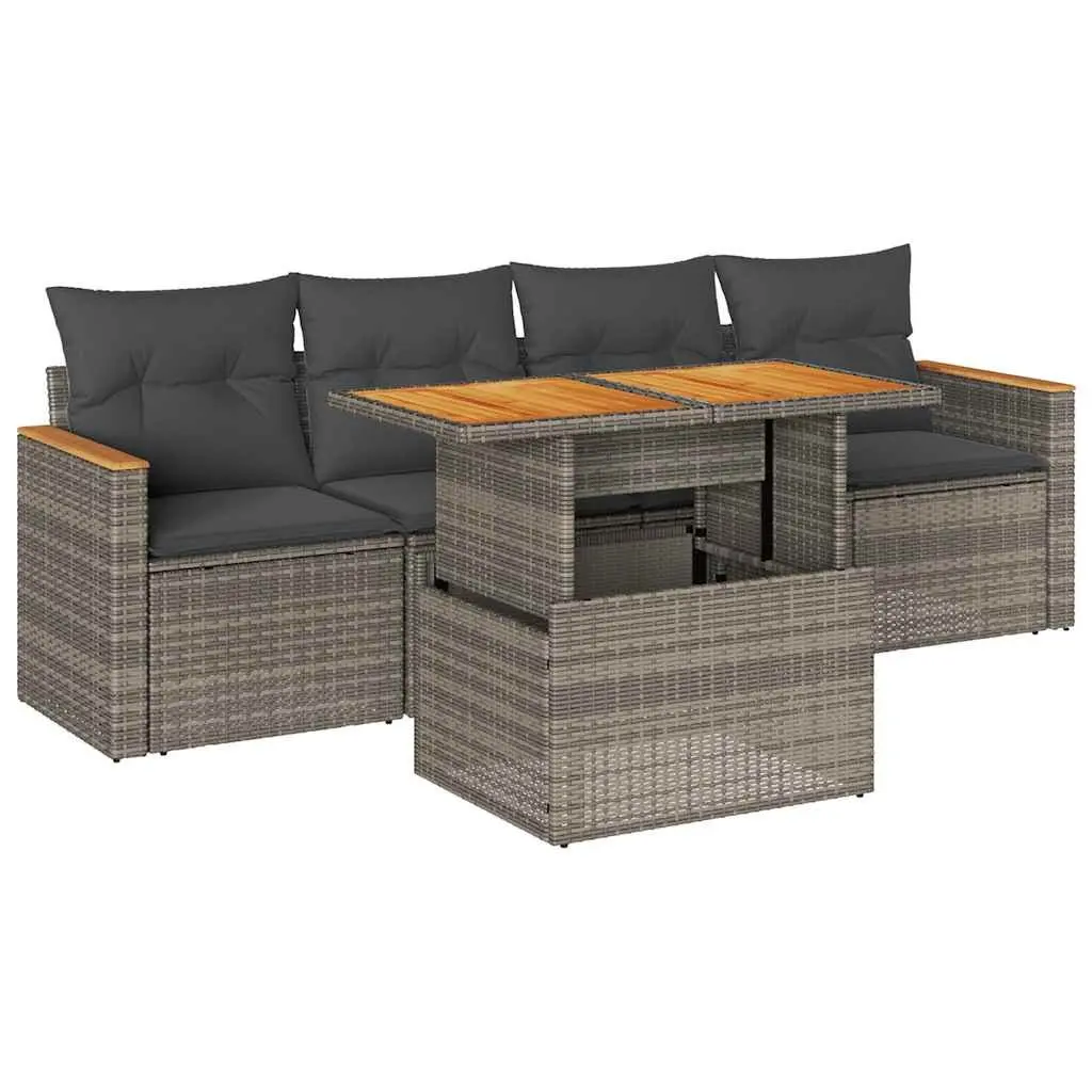 5-Piece Grey Garden Sofa Set