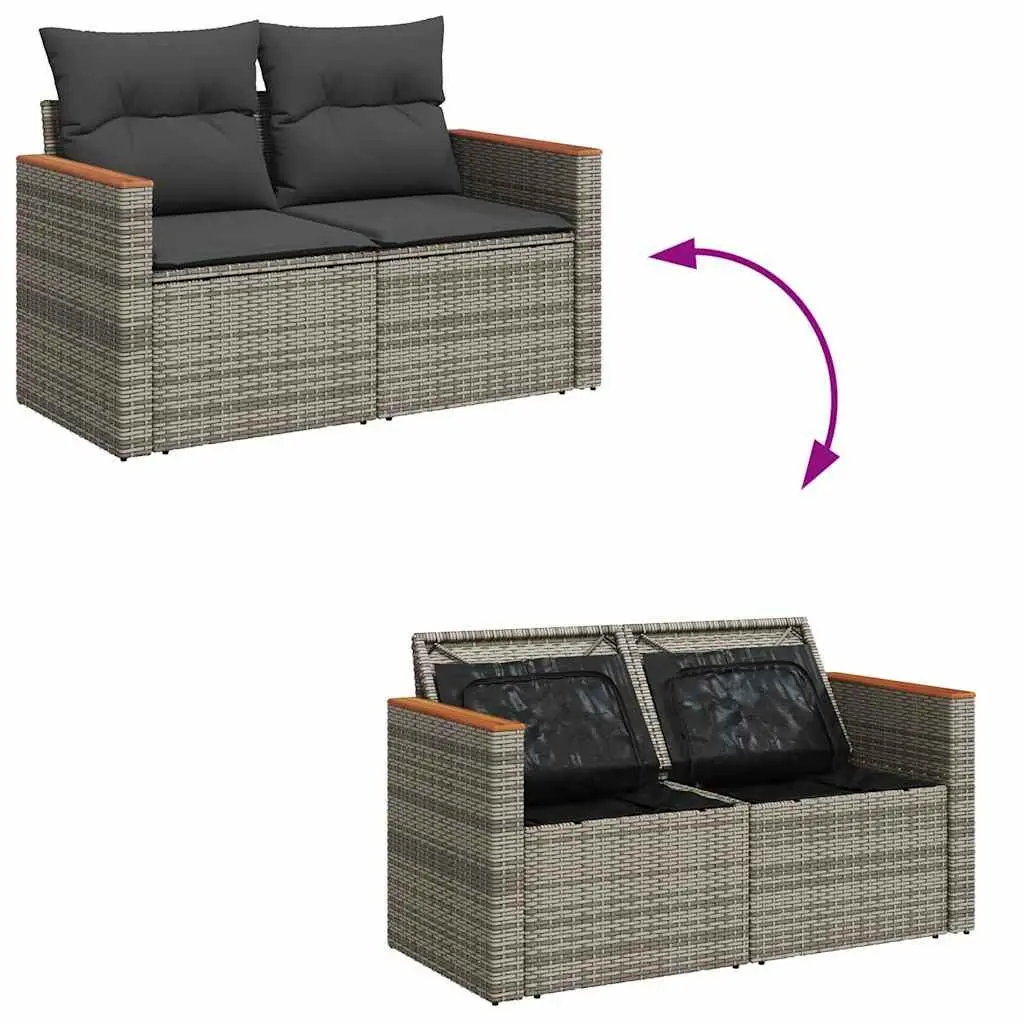Garden Sofa Set Modular Grey 6 Piece Poly Rattan Outdoor Furniture