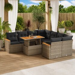 Comfortable 9 Piece Modular Garden Sofa Set in Grey