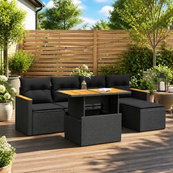Enjoy Your Outdoor Space with 6-Piece Sofa Set in Black