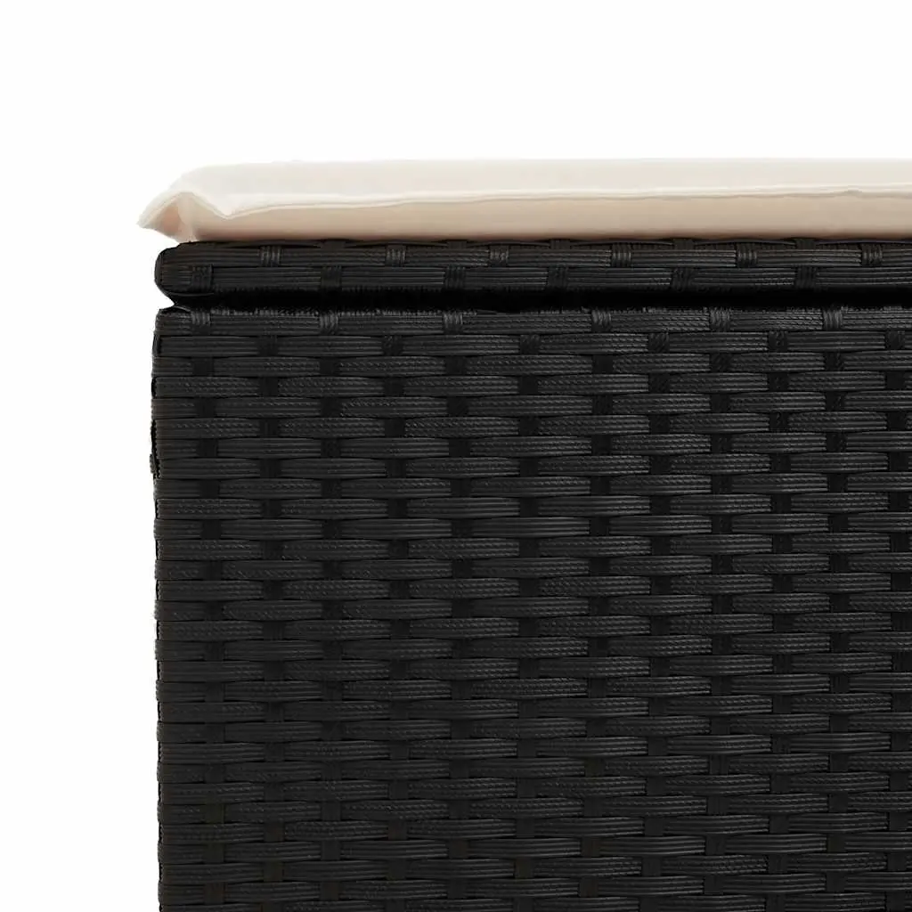 7 Piece Outdoor Garden Sofa Set with Storage Cushions Black Poly Rattan Patio