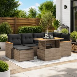 Inviting 7-Piece Grey Outdoor Sofa Set with Cushions