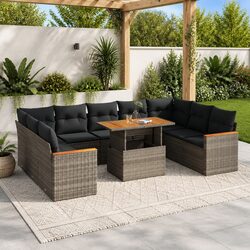 Friendly 10-Piece Garden Sofa Set in Grey