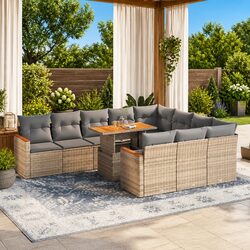 Friendly 11-Piece Outdoor Sofa Set with Beige Cushions
