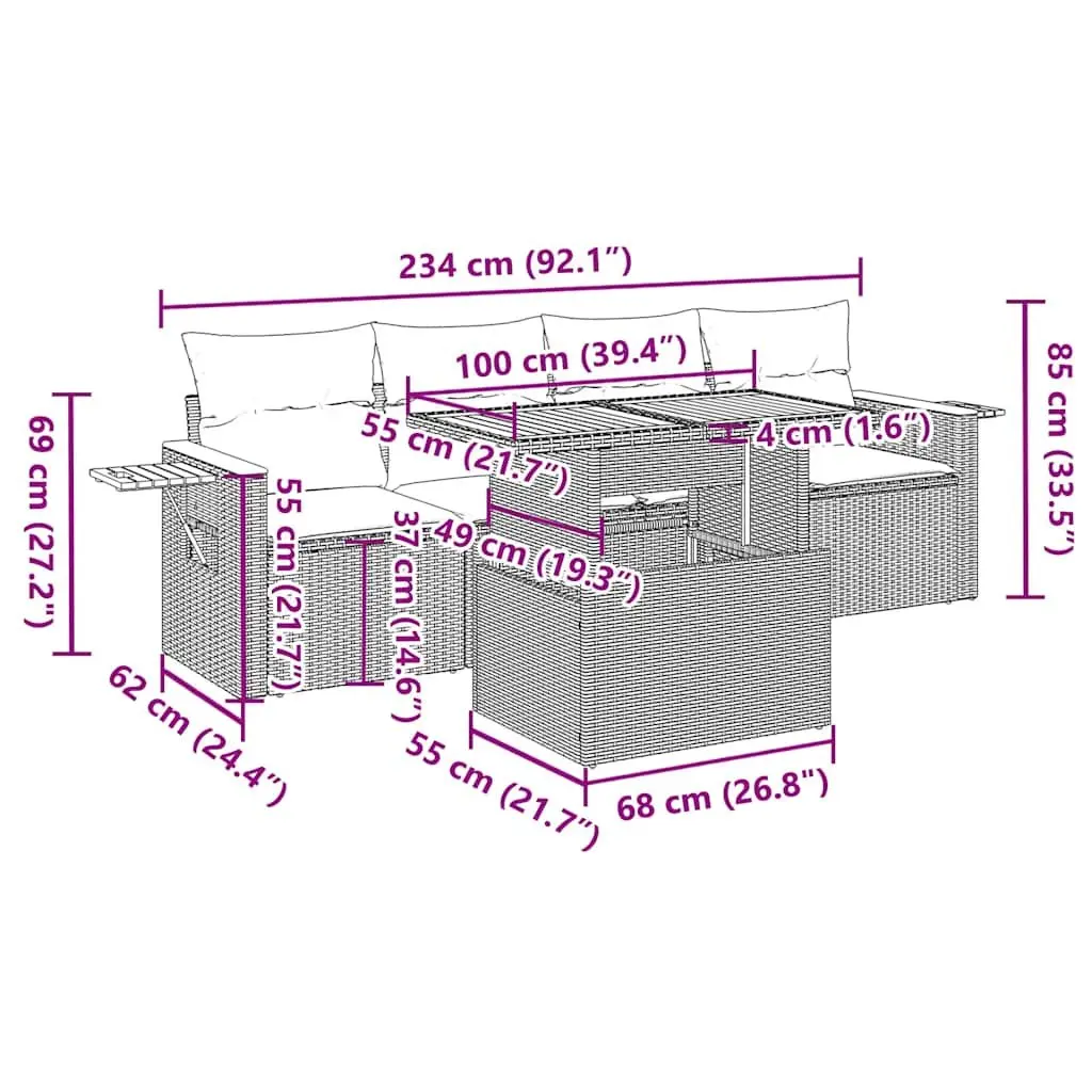 5-Piece Outdoor Garden Sofa Set