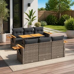 Your New 7 Piece Garden Sofa Set in Grey Poly Rattan