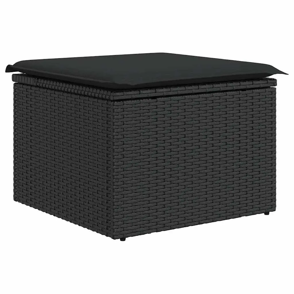 Garden Sofa Set 9 Piece Black Poly Rattan Outdoor Furniture with Cushions