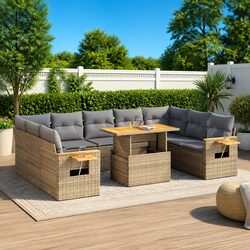 Beige 10-Piece Garden Sofa Set - Outdoor Comfort Awaits