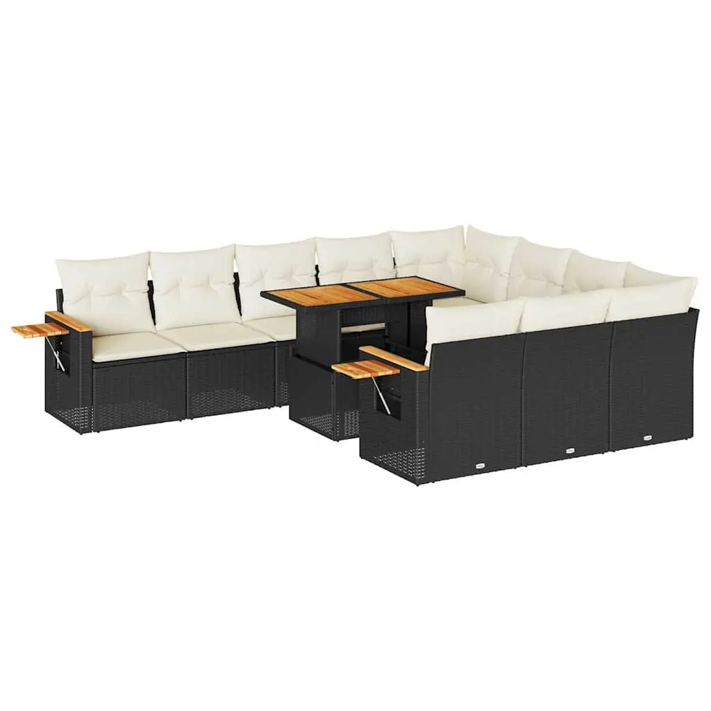 Garden Sofa Set 10 Piece Outdoor Furniture Black Poly Rattan Modular with