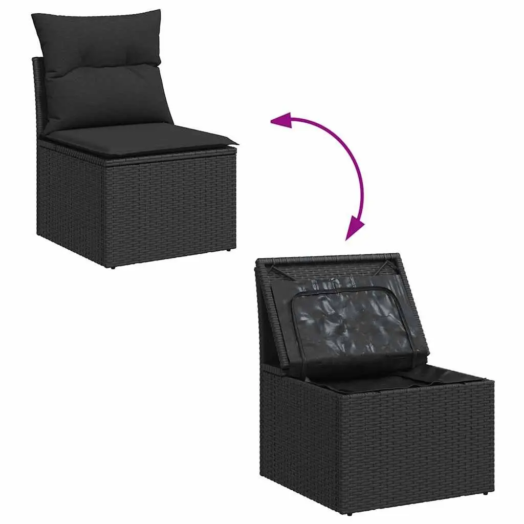 5 Piece Garden Sofa Set with Storage Black Outdoor Patio Furniture Modular