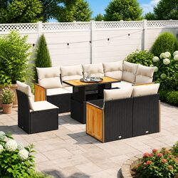 A Friendly 9-Piece Garden Sofa Set for Your Outdoor Enjoyment