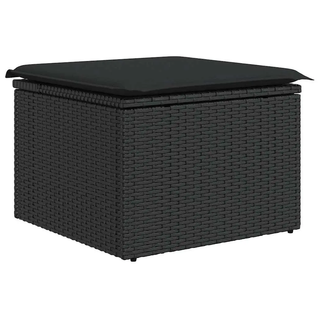 Garden Sofa Set 7 Piece Outdoor Furniture Black Poly Rattan Patio Lounge with