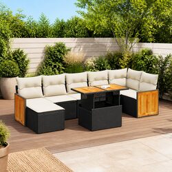 Friendly 8 Piece Black Poly Rattan Sofa Set for You