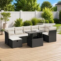 Friendly 8-Piece Outdoor Black Rattan Sofa Set