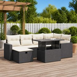 Your 7 Piece Black Poly Rattan Garden Sofa Set Awaits