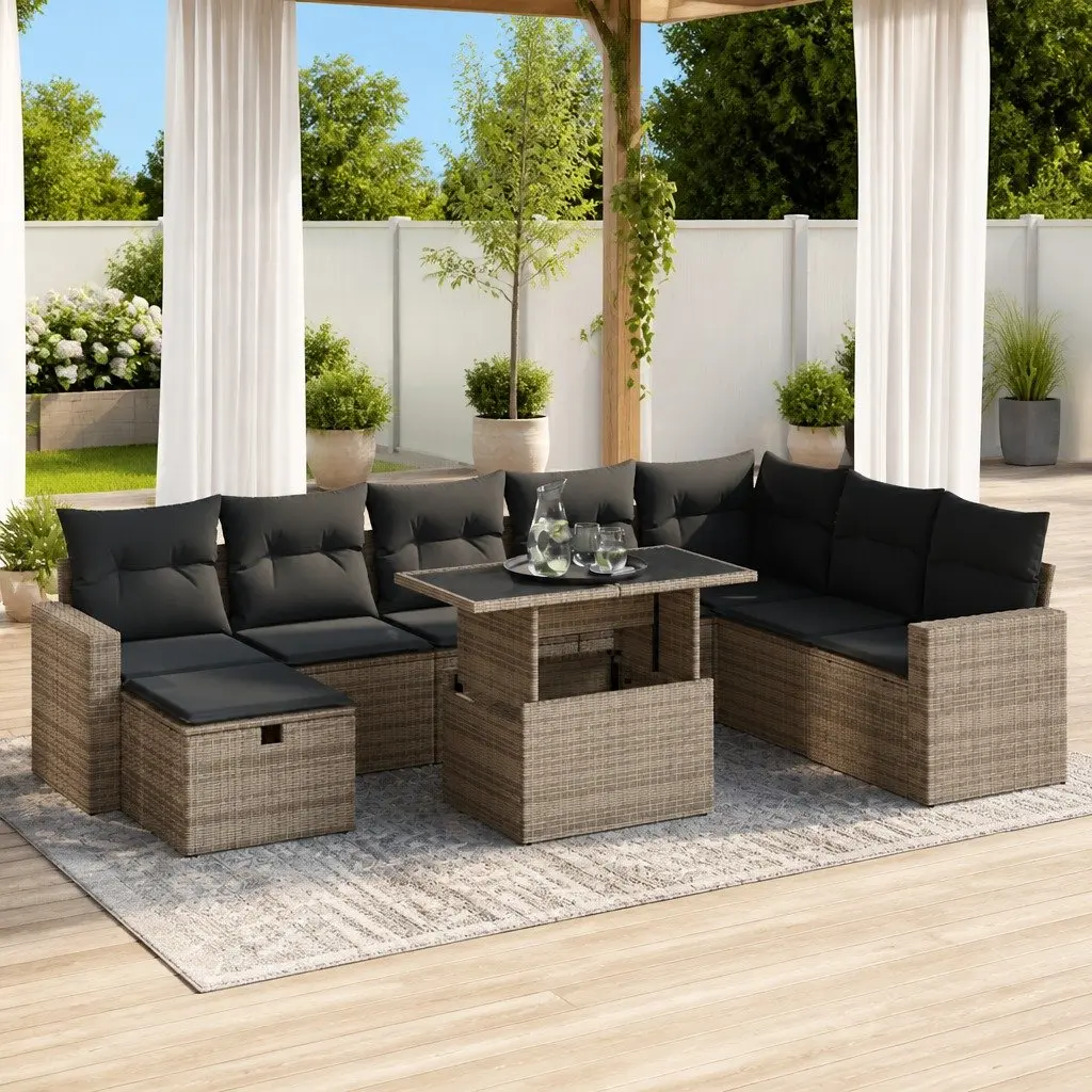 9 Piece Garden Sofa Set in Grey