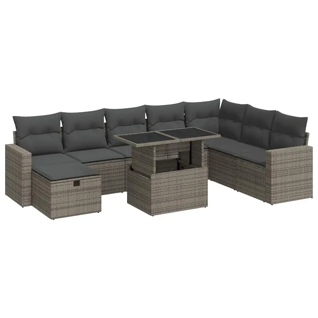 9 Piece Garden Sofa Set in Grey