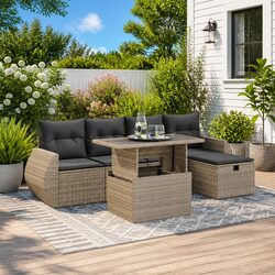 Your Ideal Outdoor Companion: 6-Piece Grey Sofa Set