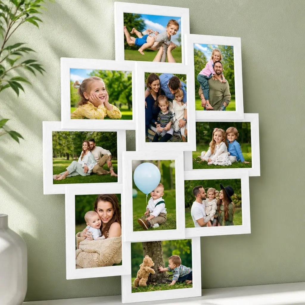 Collage Photo Frame Set 10 Pieces 10x15 cm White Wall Display