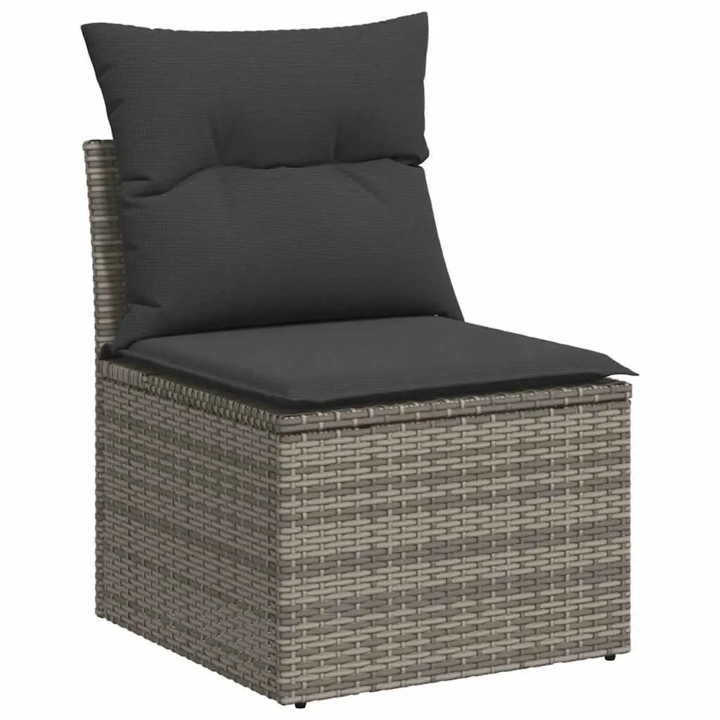 Garden Sofa Set 6 Piece Outdoor Furniture Grey Poly Rattan Patio Sectional