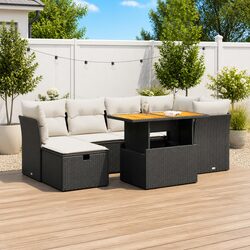 7 Piece Black Rattan Garden Sofa Set for Your Backyard