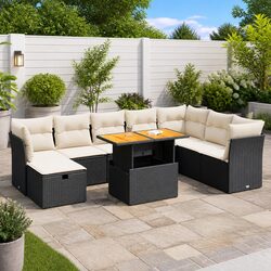 Your Cozy 9 Piece Garden Sofa Set with Cushions Awaits