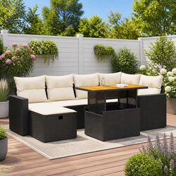 Friendly 8-Piece Modular Outdoor Sofa Set in Black
