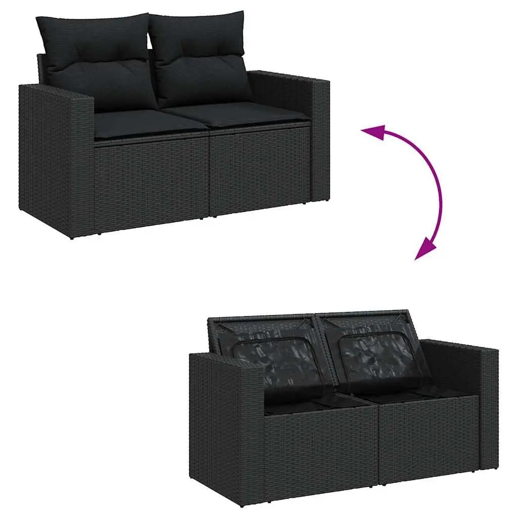 Garden Sofa Set 9 Piece Black Poly Rattan Outdoor Furniture Patio Seating