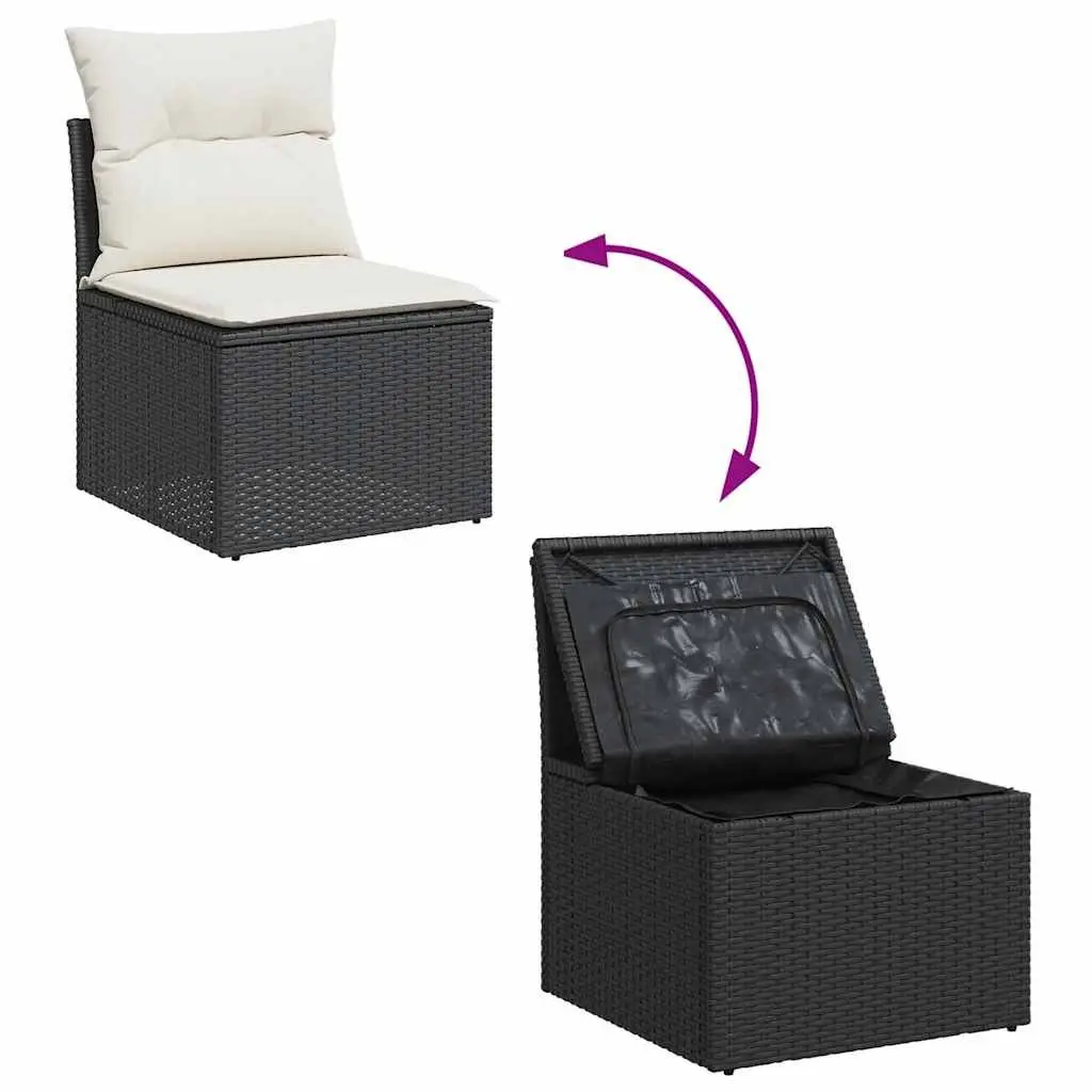 Garden Sofa Set 9 Piece Outdoor Furniture Patio Lounge Black Poly Rattan Modular