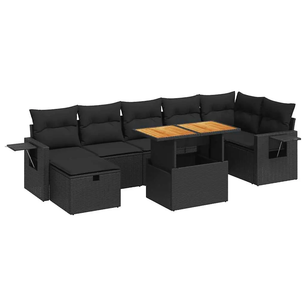 Garden Sofa Set 5 Piece Black Poly Rattan Outdoor Furniture Patio with Cushions