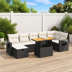 Charming 5-Piece Outdoor Sofa Set with Cushions - Black