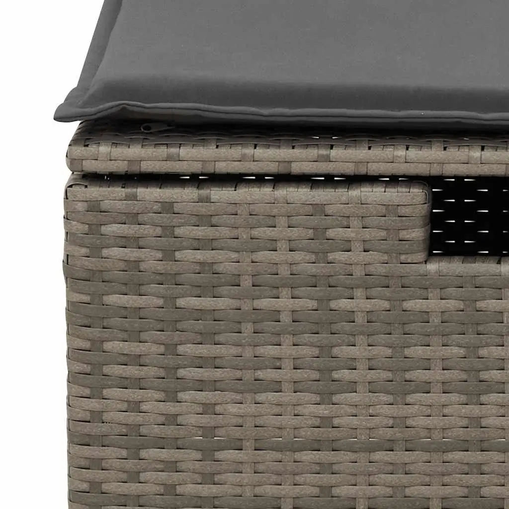 6 Piece Garden Sofa Set Grey PE Rattan Outdoor Furniture with Storage Cushions
