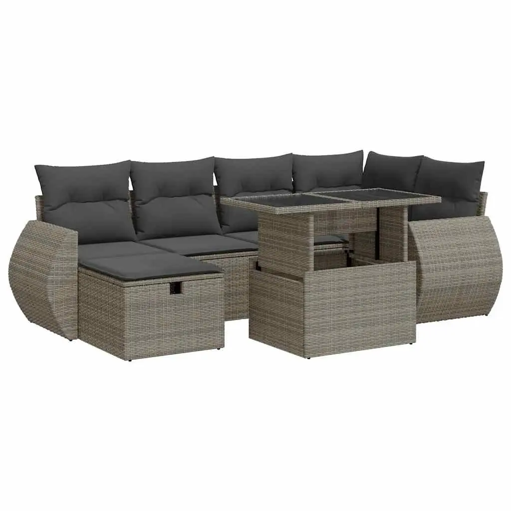 Garden Sofa Set 8 Piece Outdoor Furniture Grey Poly Rattan Modular Patio Seating