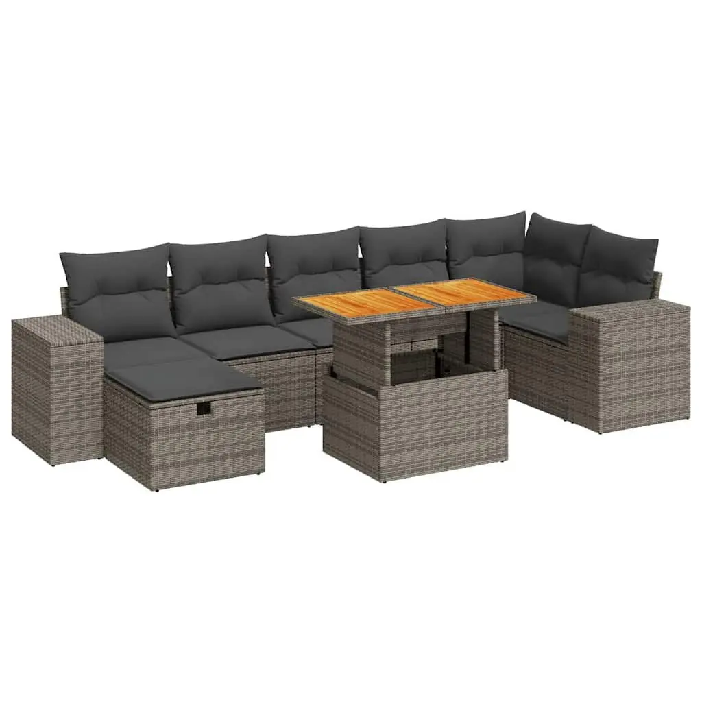 Garden Sofa Set 5 Piece Outdoor Furniture Grey Poly Rattan with Cushions Patio