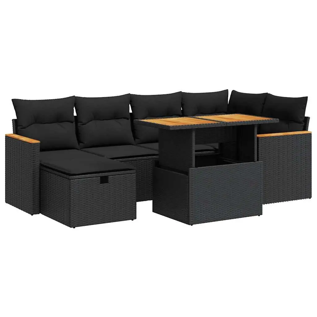 Garden Sofa Set 8 Piece Outdoor Furniture Black Poly Rattan Patio Lounge with